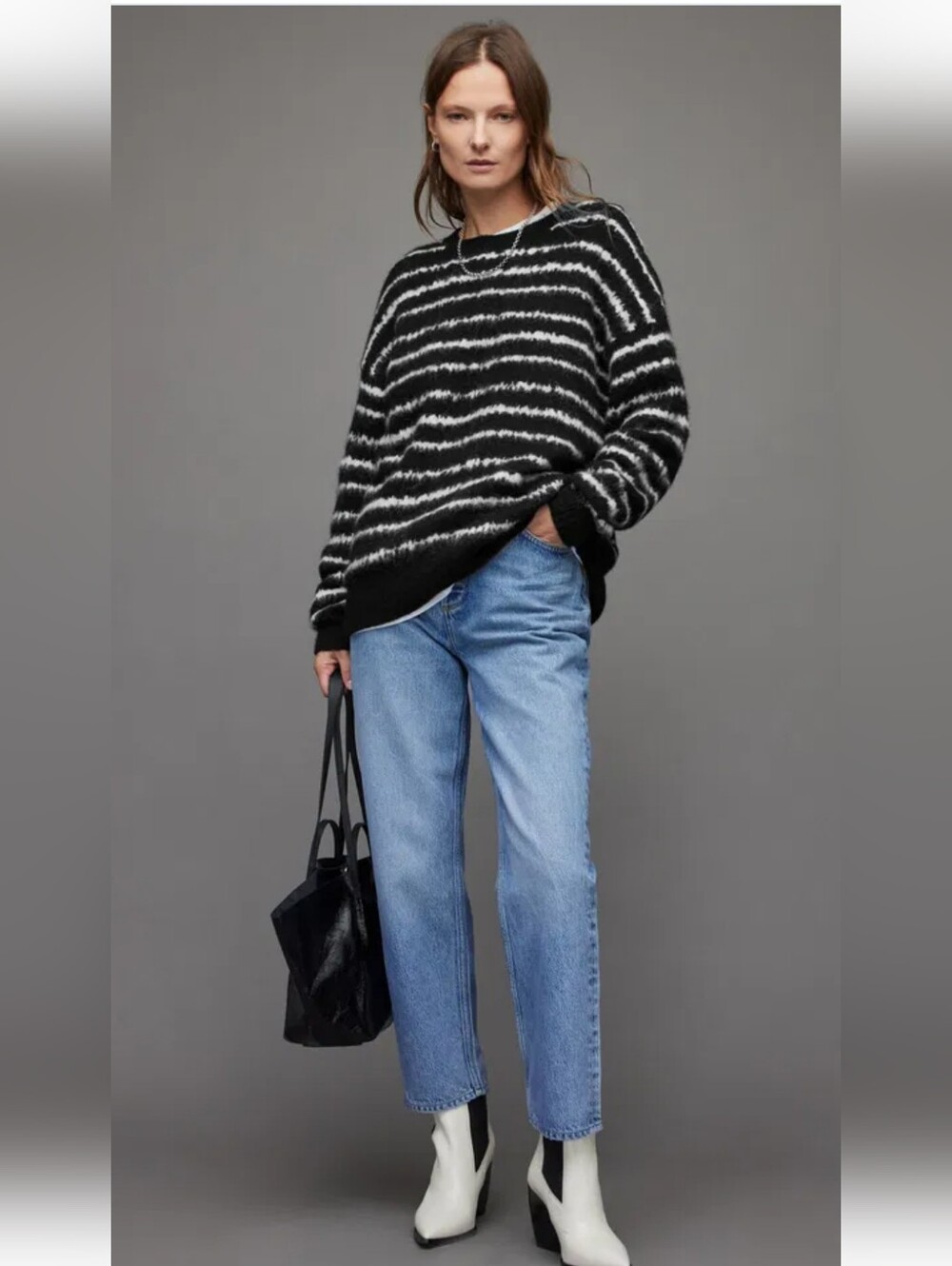 ALL SAINTS Rosco Striped Jumper Sweater  Size Medium like New
